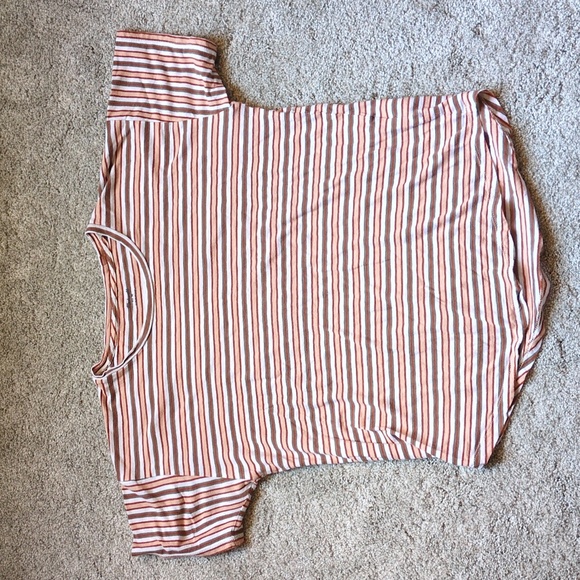 Madewell orange and white striped cotton short sleeve T-shirt size medium - Picture 1 of 4